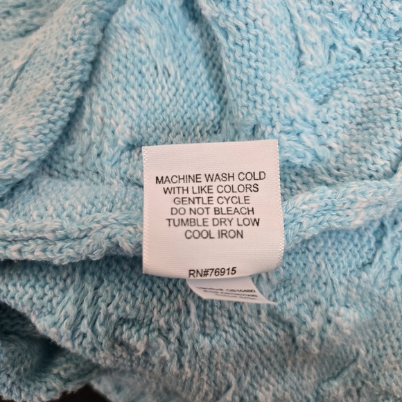 Appleseed's Light Aqua Cable Knit Crew Neck Sweater Women's Size Small - Picture 9 of 9